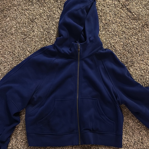 Blue Cropped Lululemon Scuba Zip Up Hoodie - Picture 2 of 5